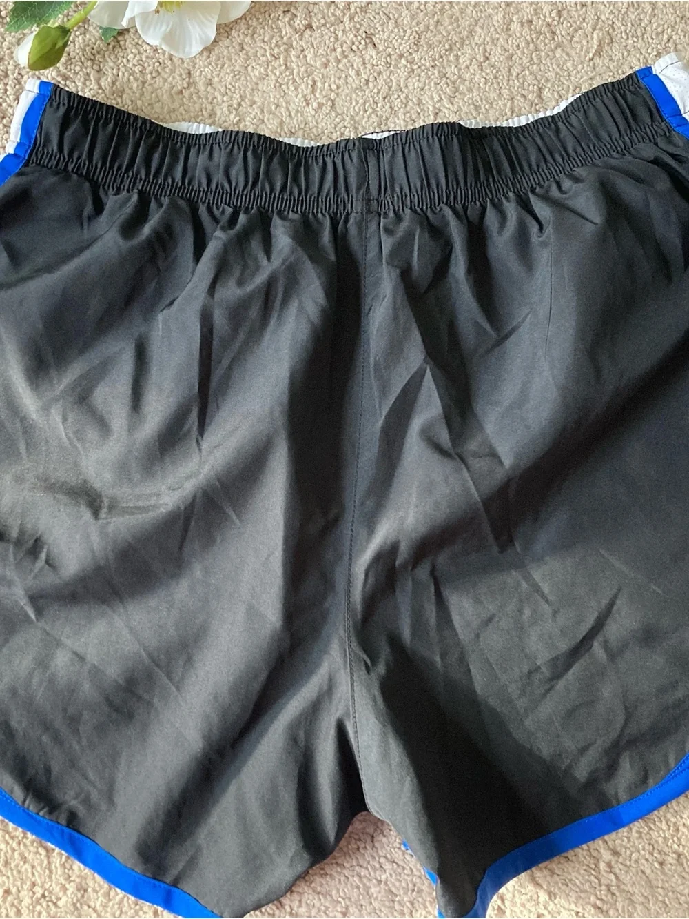 Nike Black Women's Athletic Shorts with Blue Trim